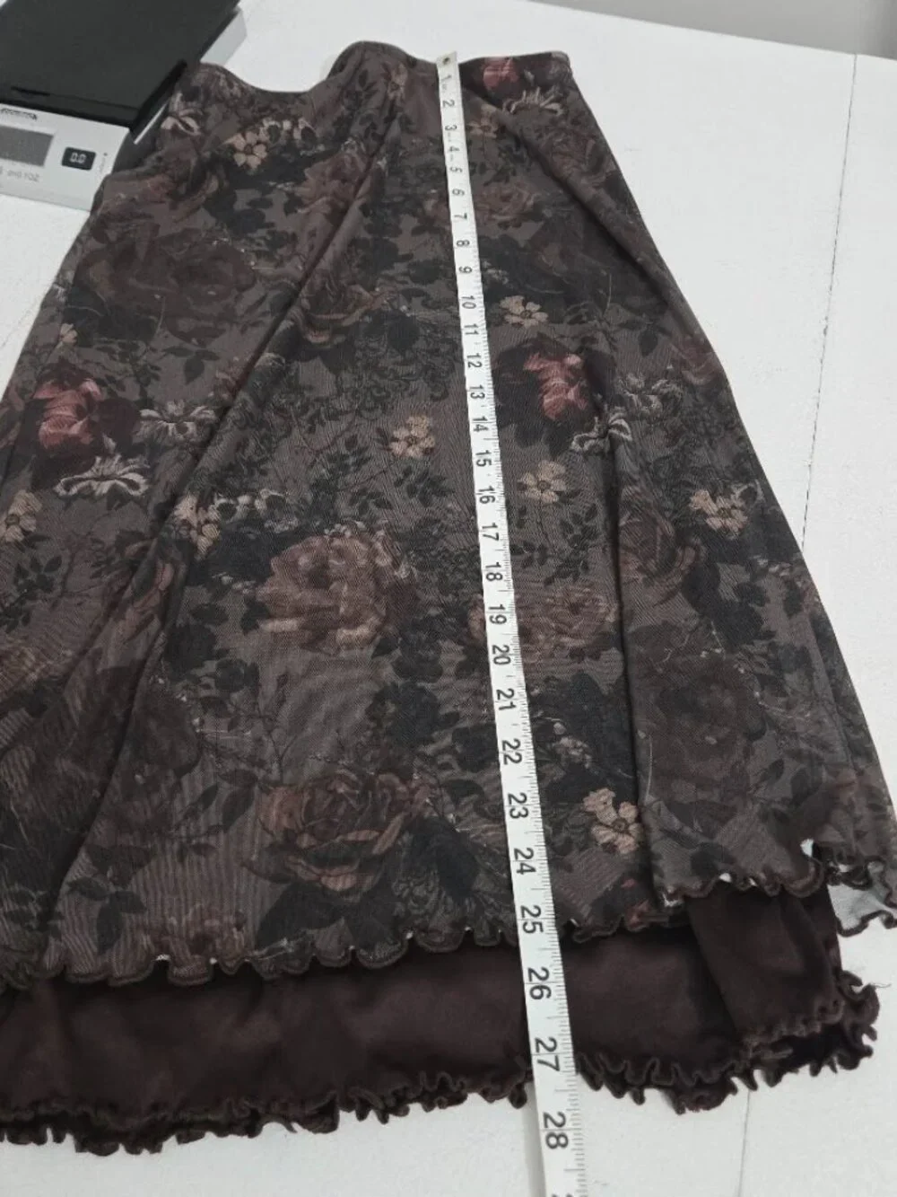 Shein Dark Floral Fairy Sheer Overlay Midi Skirt Size S Gothic Romantic Feminine